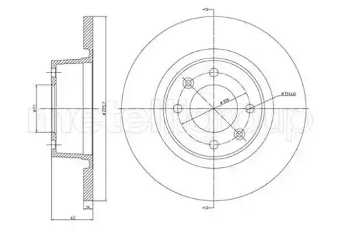 Тормозной диск METELLI 23-0558C полный задняя ось