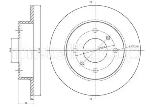 Тормозной диск METELLI 23-0633 полный задняя ось