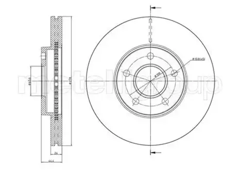 Тормозной диск METELLI 23-0760C вентилируемый передняя ось