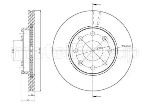 Тормозной диск METELLI 23-0790C вентилируемый передняя ось