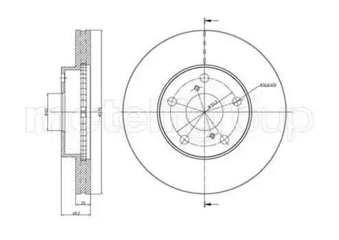 Тормозной диск METELLI 23-0801C вентилируемый передняя ось