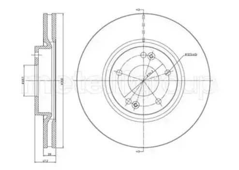 Тормозной диск METELLI 23-0925C вентилируемый передняя ось