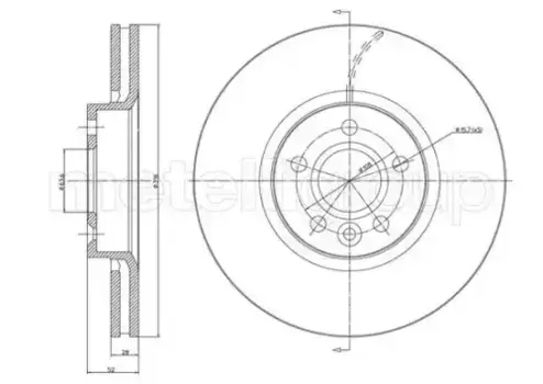 Тормозной диск METELLI 23-1181C вентилируемый передняя ось