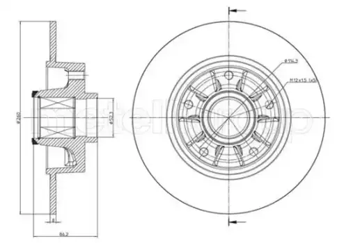 Тормозной диск METELLI 23-1241 полный задняя ось