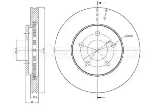 Тормозной диск METELLI 23-1622 вентилируемый передняя ось