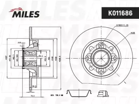 Тормозной диск MILES K011686