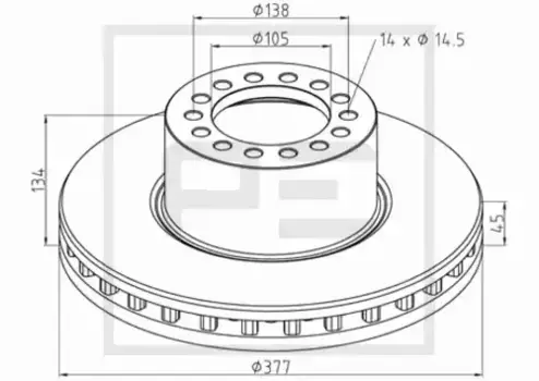 Тормозной диск PE 016.665-00A вентилируемый передняя ось