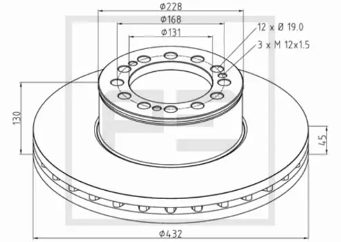 Тормозной диск PE 036.121-00A вентилируемый передняя ось