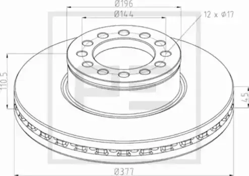 Тормозной диск PE 036.144-00A вентилируемый передняя ось