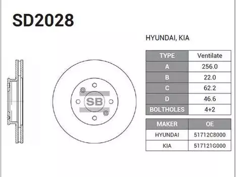 Тормозной диск SANGSIN SD2028