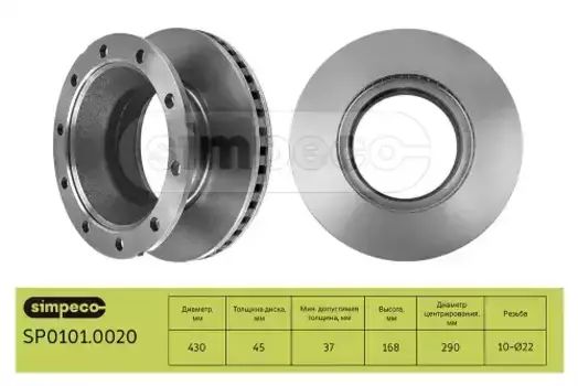 Тормозной диск SIMPECO SP0101.0020