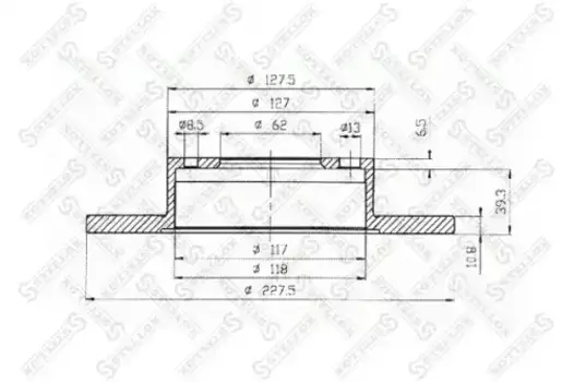 Тормозной диск STELLOX 6020-2327V-SX вентилируемый передняя ось
