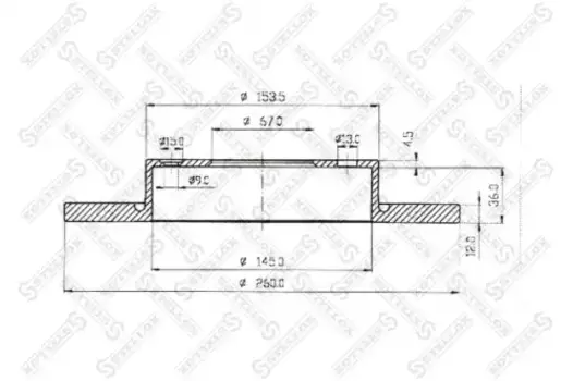 Тормозной диск STELLOX 6020-3345-SX невентилируемый передняя ось