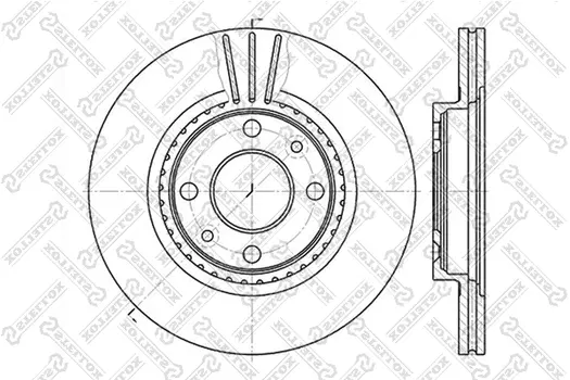 Тормозной диск STELLOX 6020-3910V-SX вентилируемый передняя ось