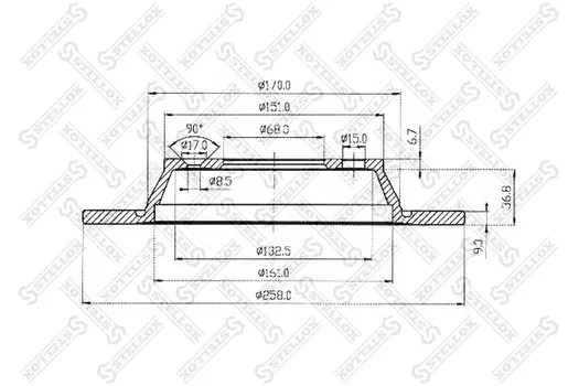 Тормозной диск STELLOX 6020-4107-SX невентилируемый задняя ось