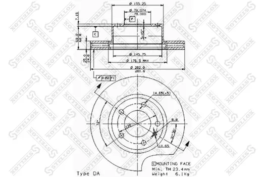 Тормозной диск STELLOX 6020-47115V-SX вентилируемый передний мост