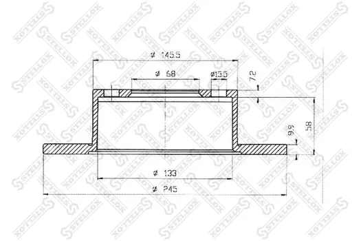 Тормозной диск STELLOX 6020-4734-SX невентилируемый задняя ось