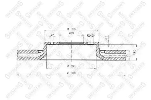 Тормозной диск STELLOX 6020-4842V-SX вентилируемый передняя ось