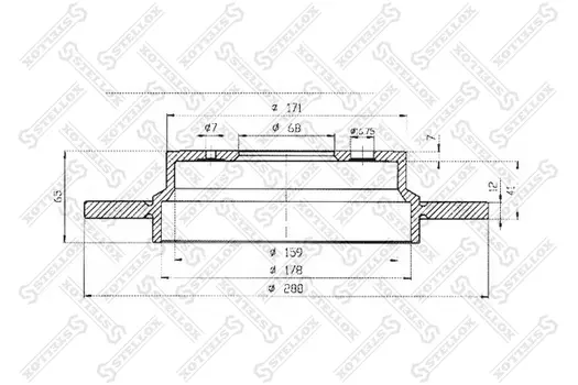 Тормозной диск STELLOX 6020-4843-SX полный задняя ось