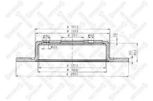 Тормозной диск STELLOX 6020-9943-SX полный задняя ось