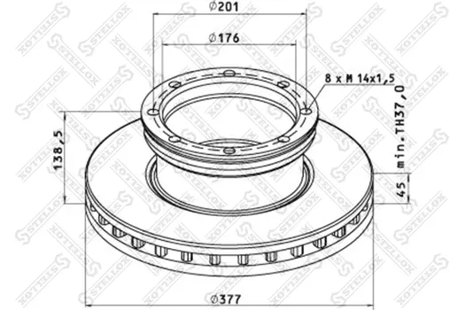 Тормозной диск STELLOX 85-00701-SX вентилируемый задняя ось