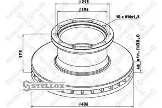 Тормозной диск STELLOX 85-00708-SX вентилируемый передняя ось