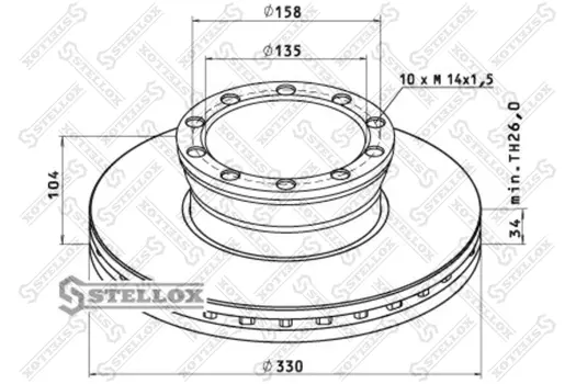 Тормозной диск STELLOX 85-00710-SX вентилируемый передняя ось