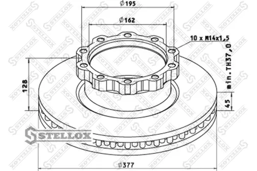 Тормозной диск STELLOX 85-00712-SX вентилируемый передний мост