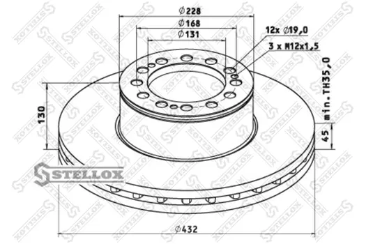 Тормозной диск STELLOX 85-00714-SX вентилируемый передняя ось