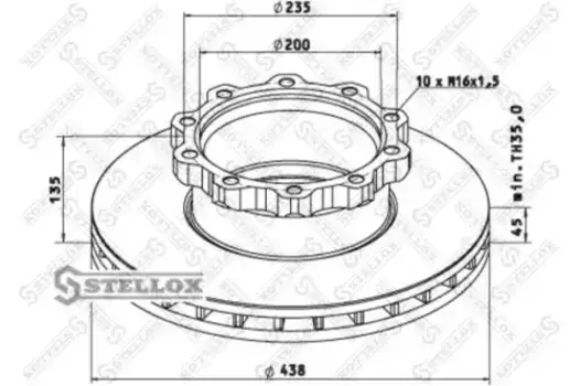Тормозной диск STELLOX 85-00715-SX вентилируемый передняя ось