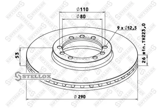 Тормозной диск STELLOX 85-00717-SX вентилируемый передняя ось