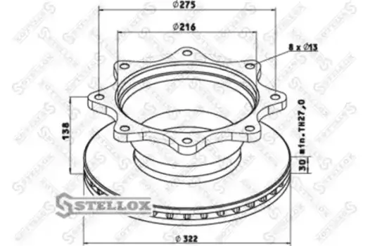 Тормозной диск STELLOX 85-00733-SX вентилируемый задняя ось