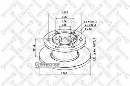 Тормозной диск STELLOX 85-00735-SX невентилируемый передняя ось