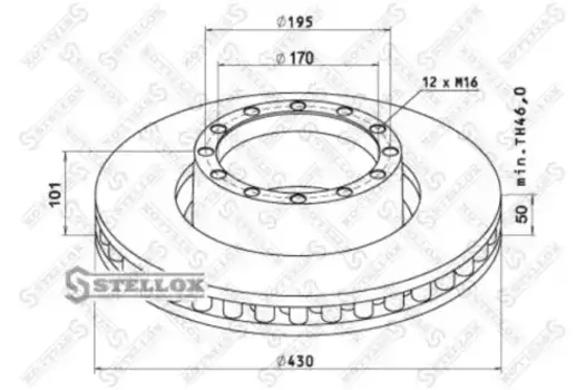 Тормозной диск STELLOX 85-00741-SX вентилируемый передняя ось
