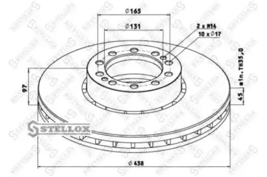 Тормозной диск STELLOX 85-00747-SX вентилируемый передняя ось