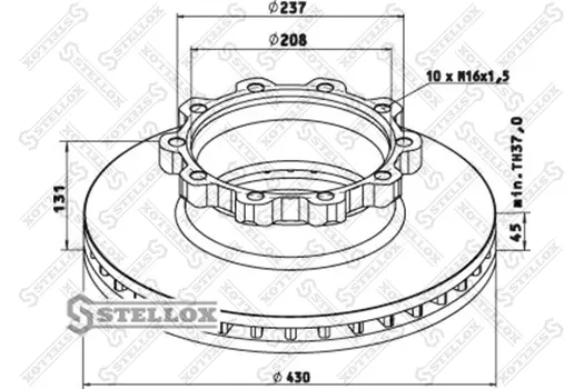 Тормозной диск STELLOX 85-00749-SX вентилируемый передний мост