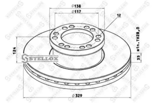 Тормозной диск STELLOX 85-00757-SX вентилируемый передняя ось