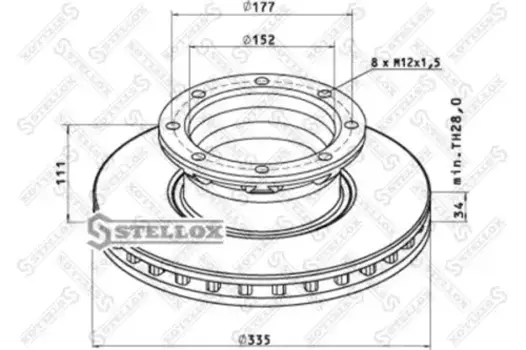 Тормозной диск STELLOX 85-00780-SX вентилируемый задняя ось