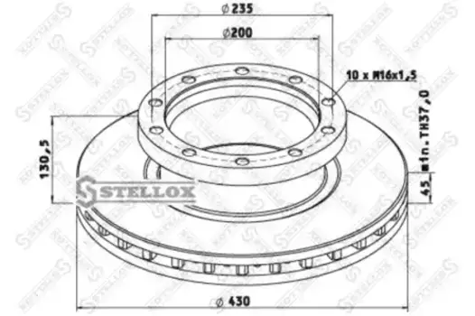 Тормозной диск STELLOX 85-00790-SX вентилируемый передняя ось
