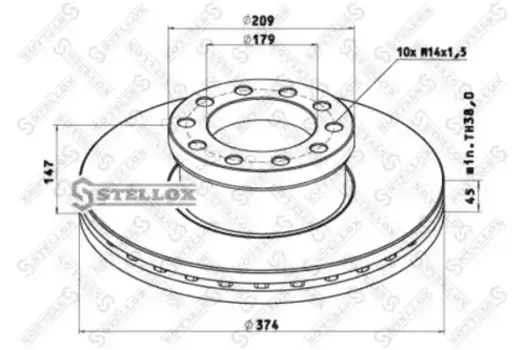 Тормозной диск STELLOX 85-00802-SX вентилируемый задняя ось