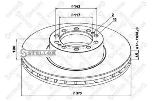 Тормозной диск STELLOX 85-00803-SX вентилируемый передняя ось