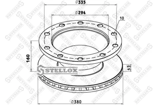 Тормозной диск STELLOX 85-00807-SX вентилируемый