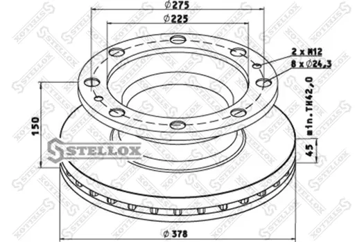 Тормозной диск STELLOX 85-00811-SX вентилируемый передняя ось