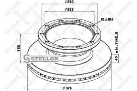 Тормозной диск STELLOX 85-00812-SX вентилируемый передняя ось