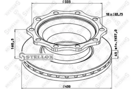 Тормозной диск STELLOX 85-00814-SX вентилируемый передняя ось