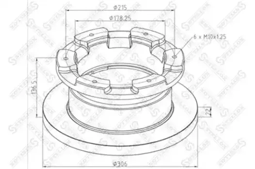 Тормозной диск STELLOX 85-00820-SX полный
