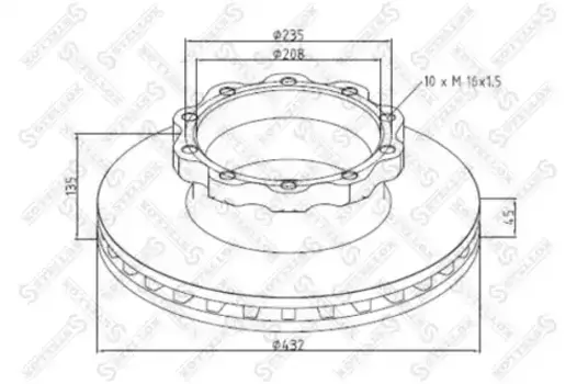 Тормозной диск STELLOX 85-00821-SX вентилируемый задняя ось
