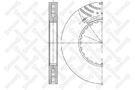 Тормозной диск STELLOX 85-00896-SX вентилируемый передняя ось