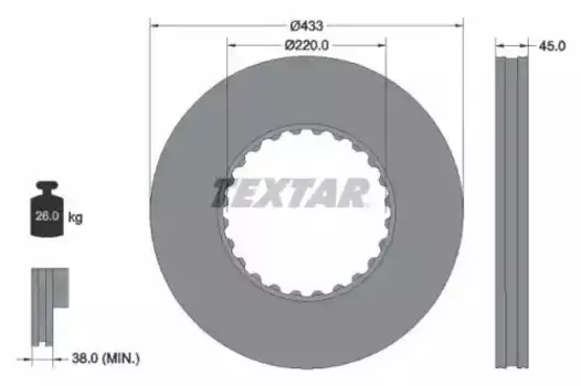 Тормозной диск TEXTAR 93272000 вентилируемый передняя ось задняя ось