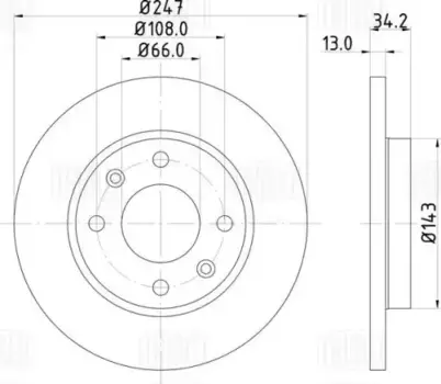 Тормозной диск TRIALLI DF 095209 полный передняя ось
